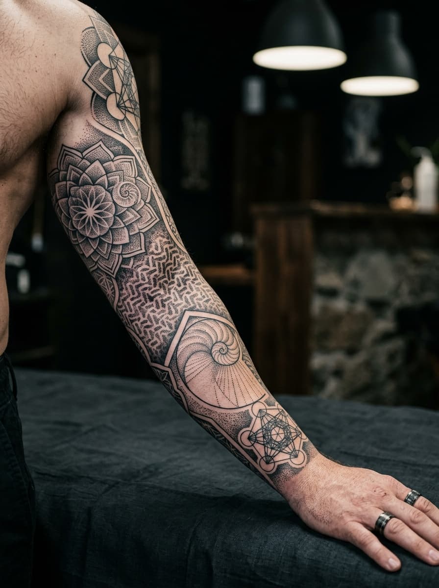 Kutsal Geometri Mandala Kol Dövmesi
